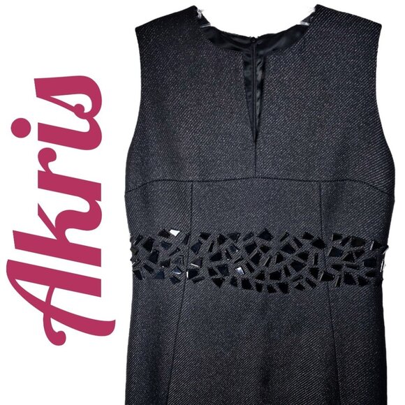 AKRIS BEAD EMBELLISHED ELEGANT SHEATH OCCASION PARTY DRESS, SIZE 8 - Picture 4 of 12